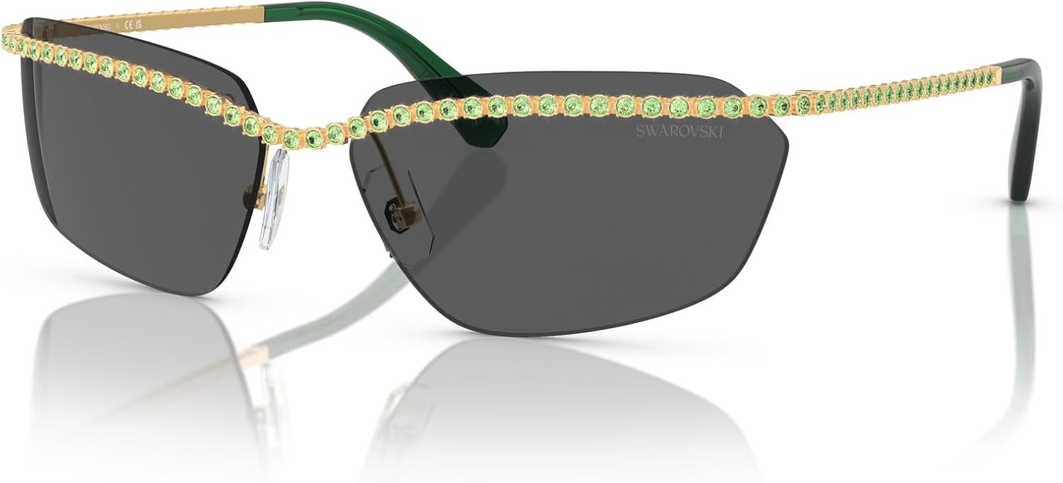 image:imageSwarovski womens Sk7001 Rectangular SunglassesGoldDark Grey
