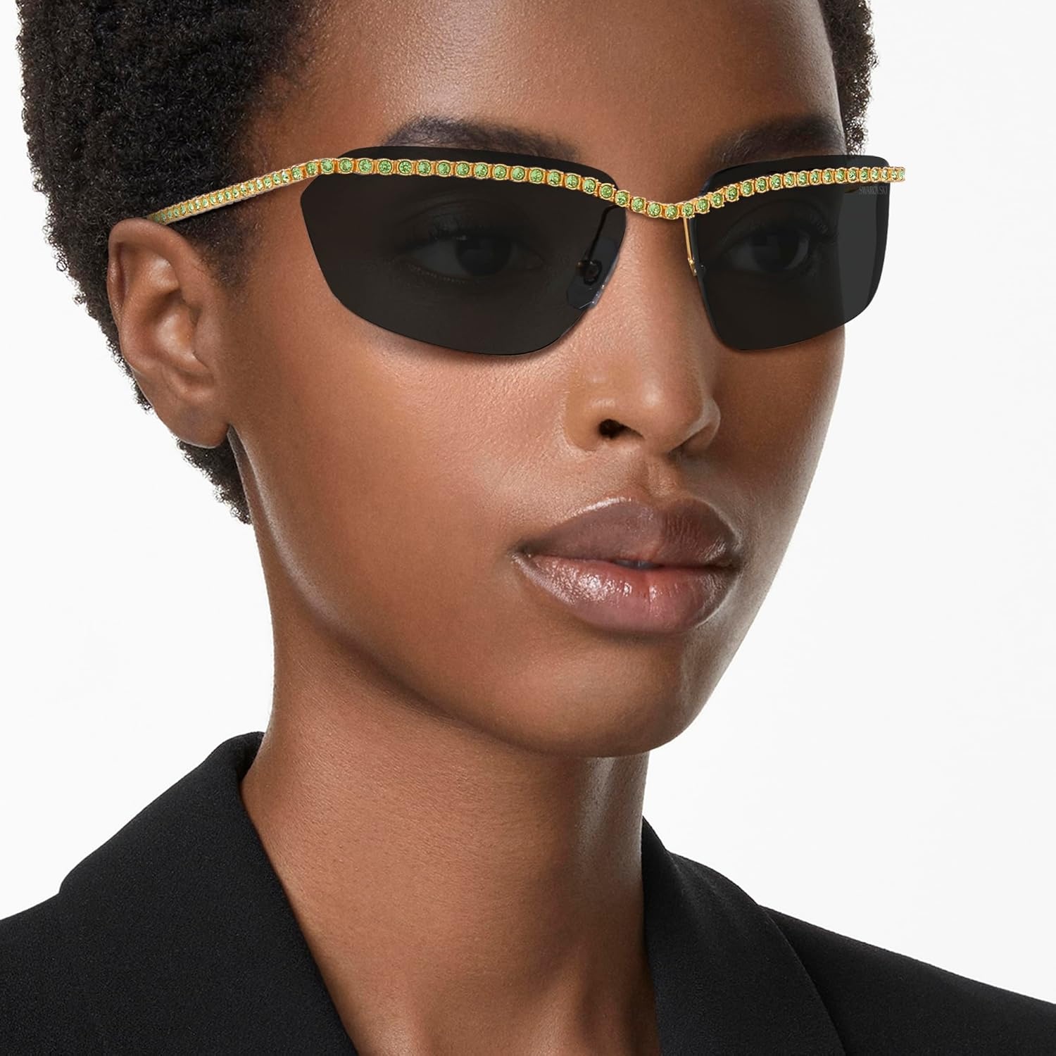 image:imageSwarovski womens Sk7001 Rectangular SunglassesGoldDark Grey