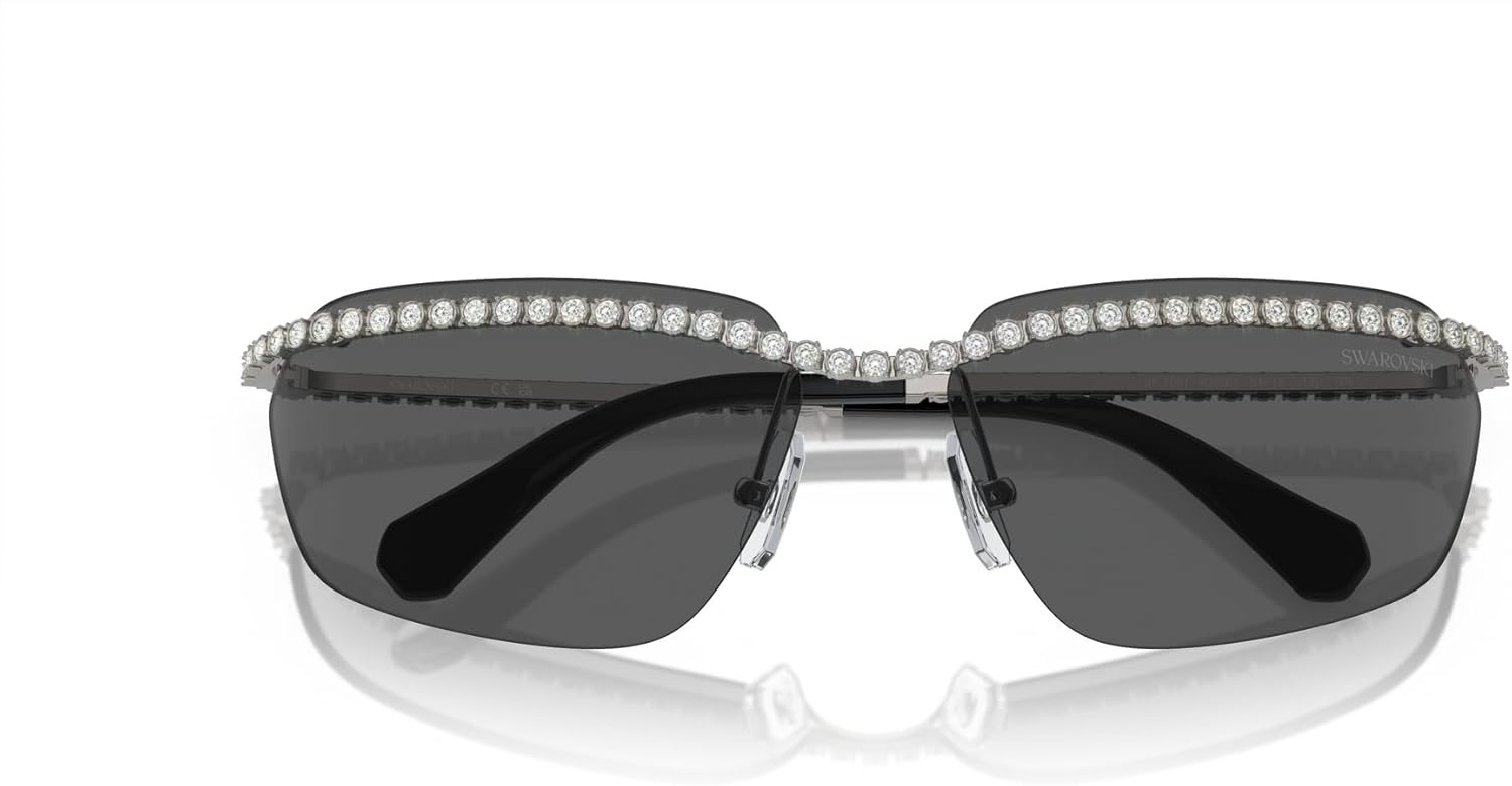 image:imageSwarovski womens Sk7001 Rectangular SunglassesGunmetalDark Grey
