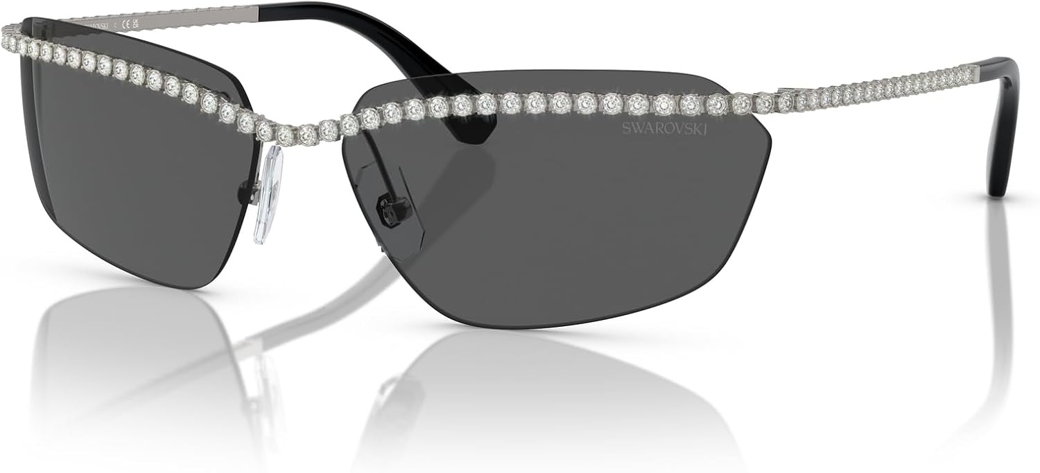 image:imageSwarovski womens Sk7001 Rectangular SunglassesGunmetalDark Grey