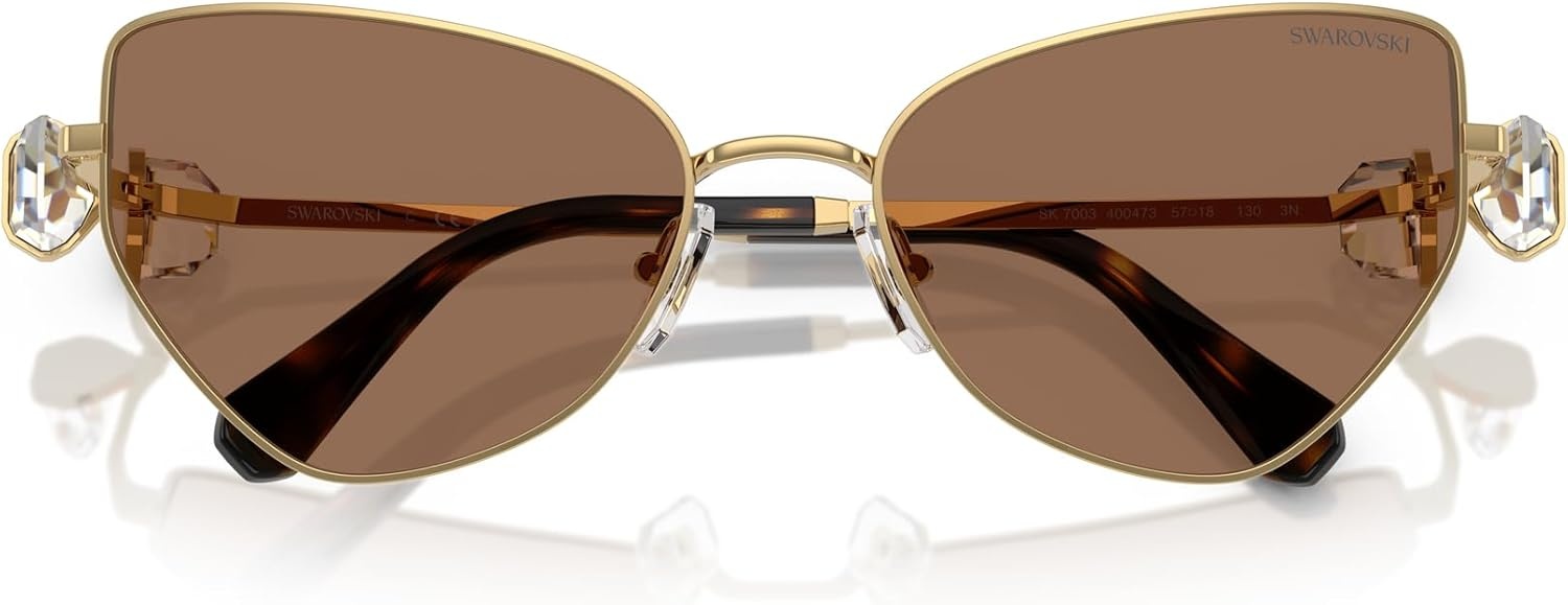 image:imageSwarovski womens Sk7003 Butterfly SunglassesGoldDark Brown