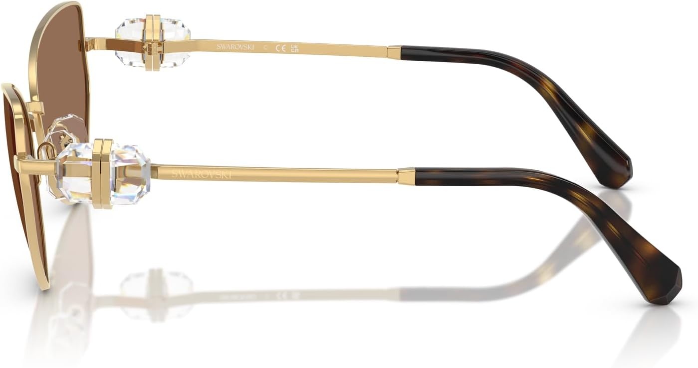 image:imageSwarovski womens Sk7003 Butterfly SunglassesGoldDark Brown