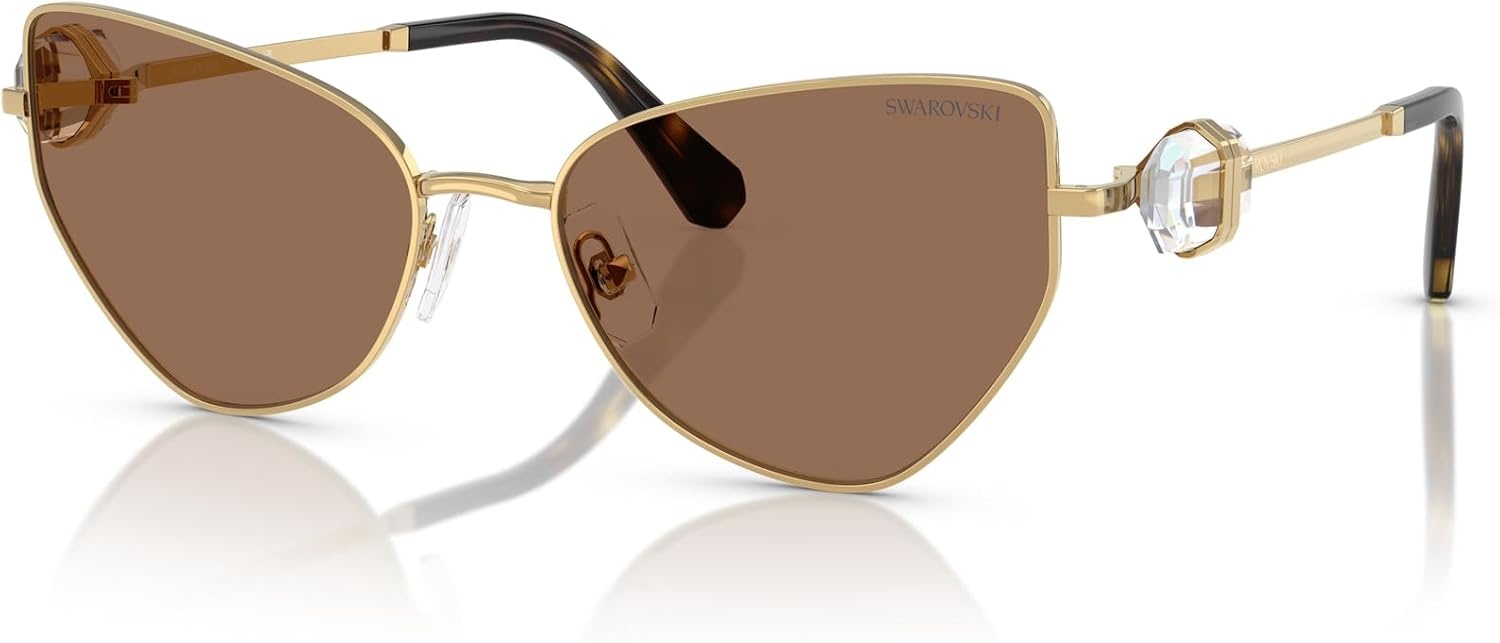 image:imageSwarovski womens Sk7003 Butterfly SunglassesGoldDark Brown