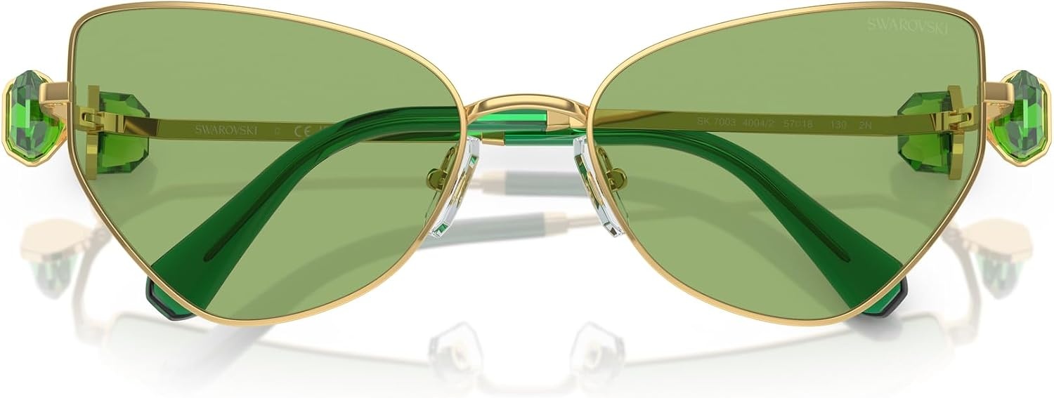 image:imageSwarovski womens Sk7003 Butterfly SunglassesGoldDark Green