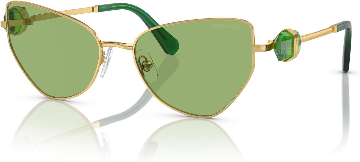image:imageSwarovski womens Sk7003 Butterfly SunglassesGoldDark Green