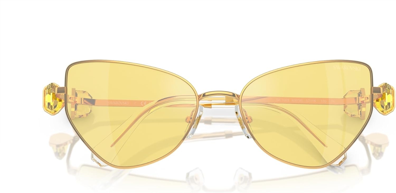 image:imageSwarovski womens Sk7003 Butterfly SunglassesGoldYellow Mirrored Silver