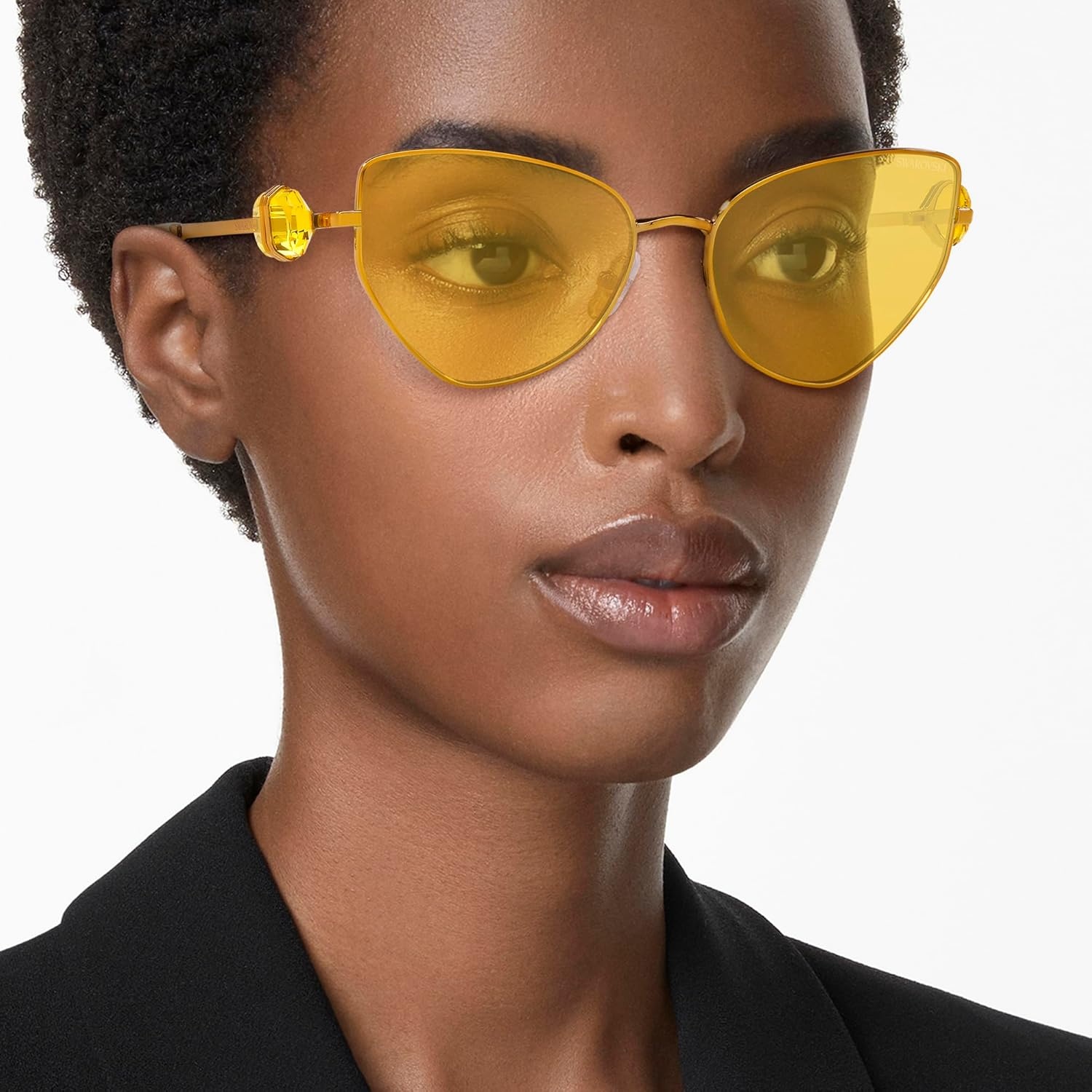 image:imageSwarovski womens Sk7003 Butterfly SunglassesGoldYellow Mirrored Silver