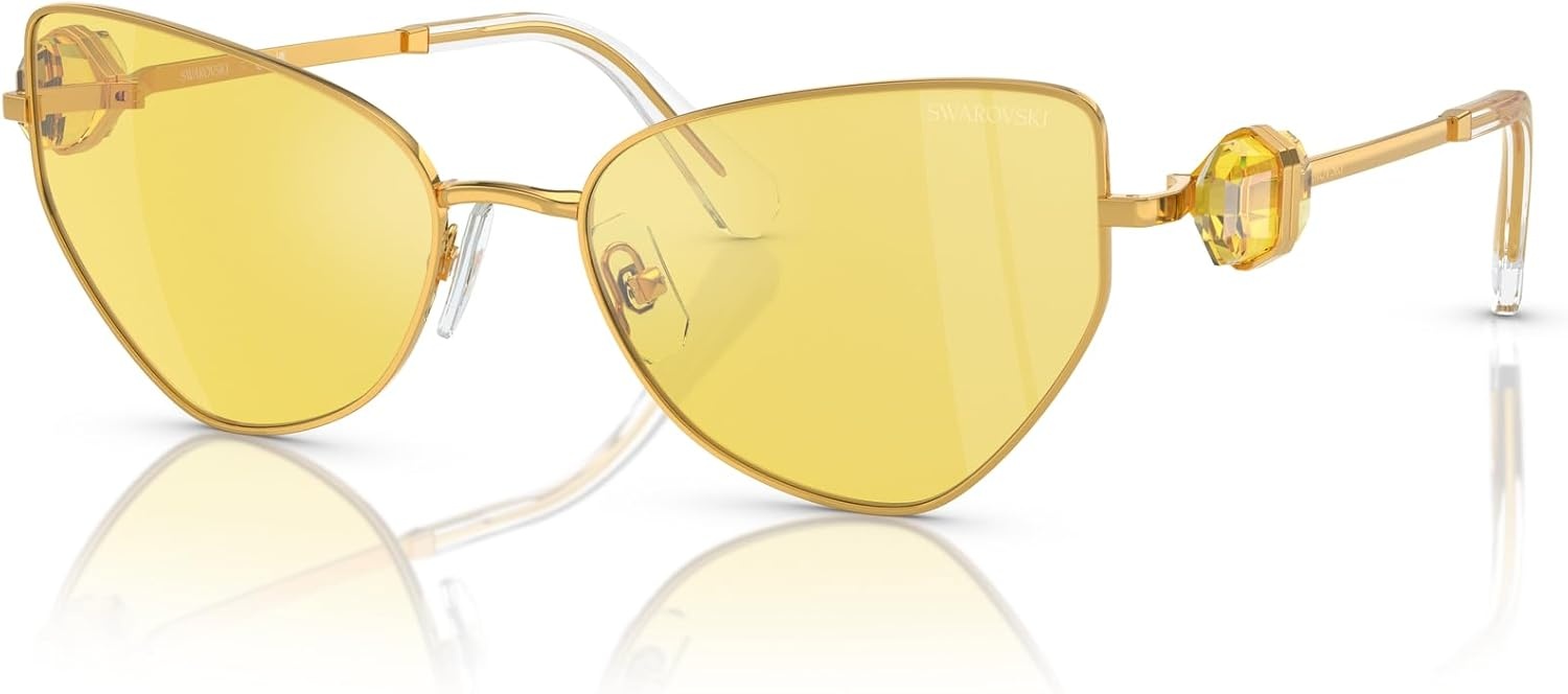 image:imageSwarovski womens Sk7003 Butterfly SunglassesGoldYellow Mirrored Silver