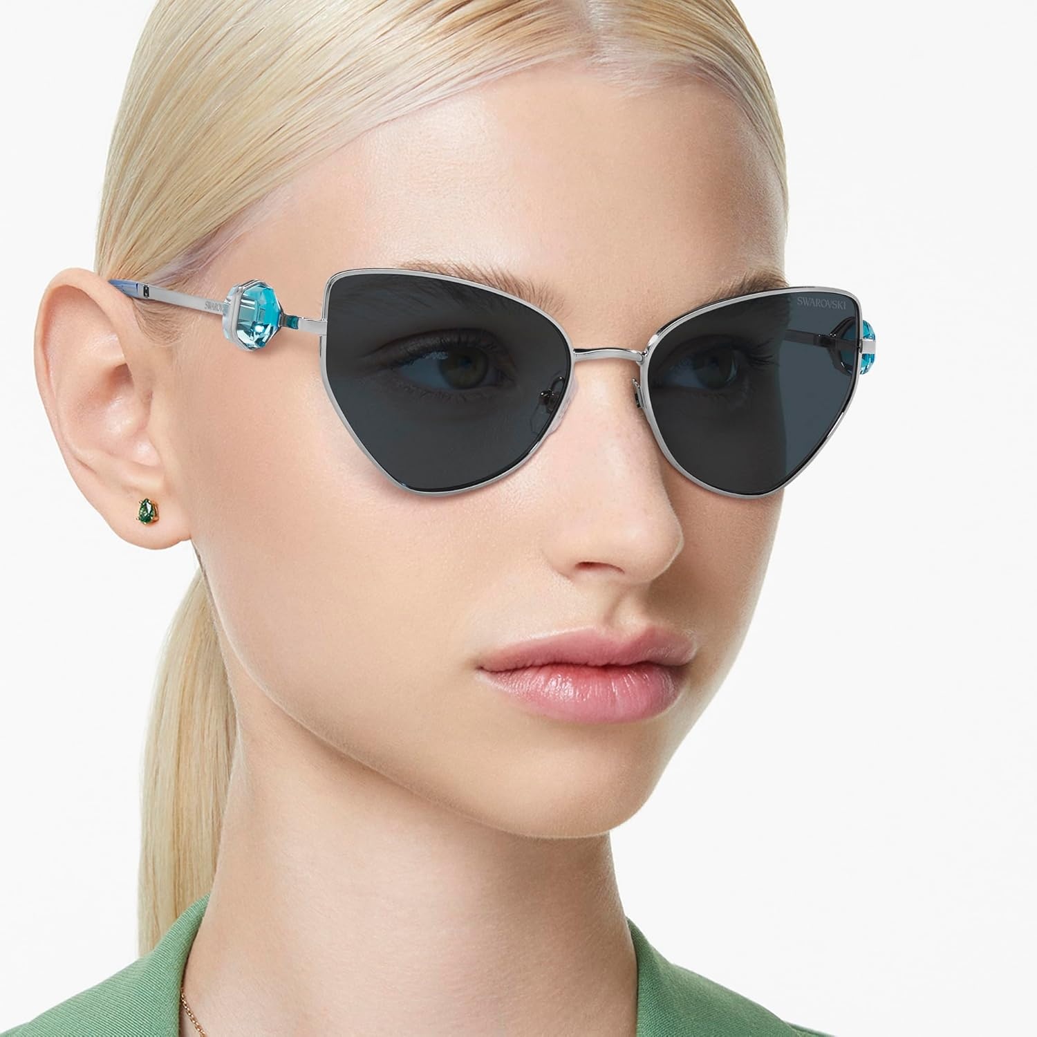image:imageSwarovski womens Sk7003 Butterfly SunglassesSilverDark Grey