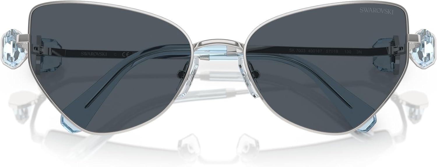 image:imageSwarovski womens Sk7003 Butterfly SunglassesSilverDark Grey