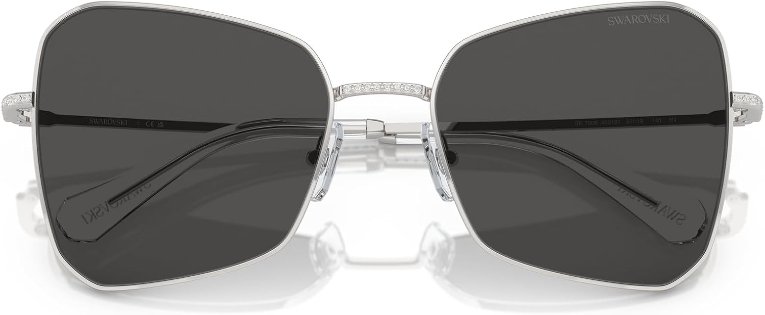 image:imageSwarovski womens Sk7008 Butterfly SunglassesSilverDark Grey