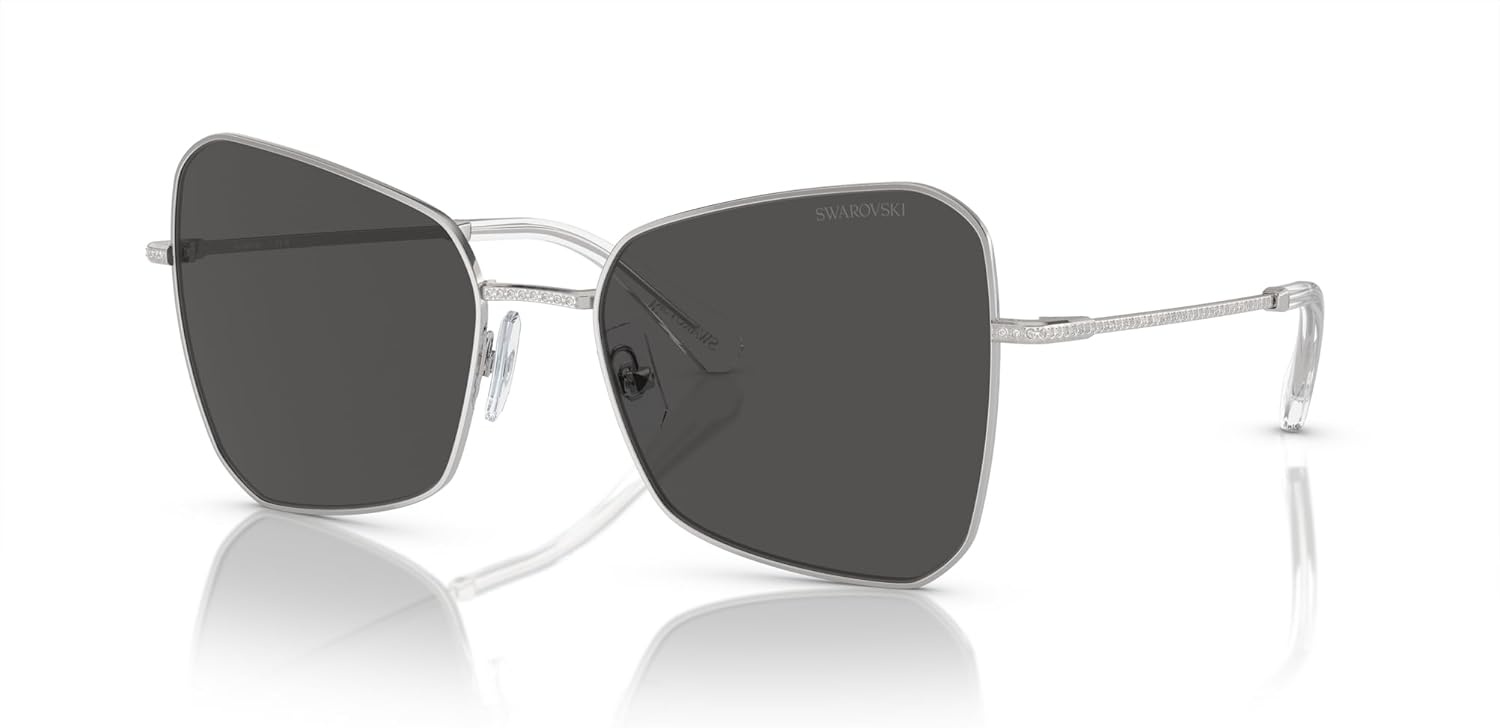 image:imageSwarovski womens Sk7008 Butterfly SunglassesSilverDark Grey