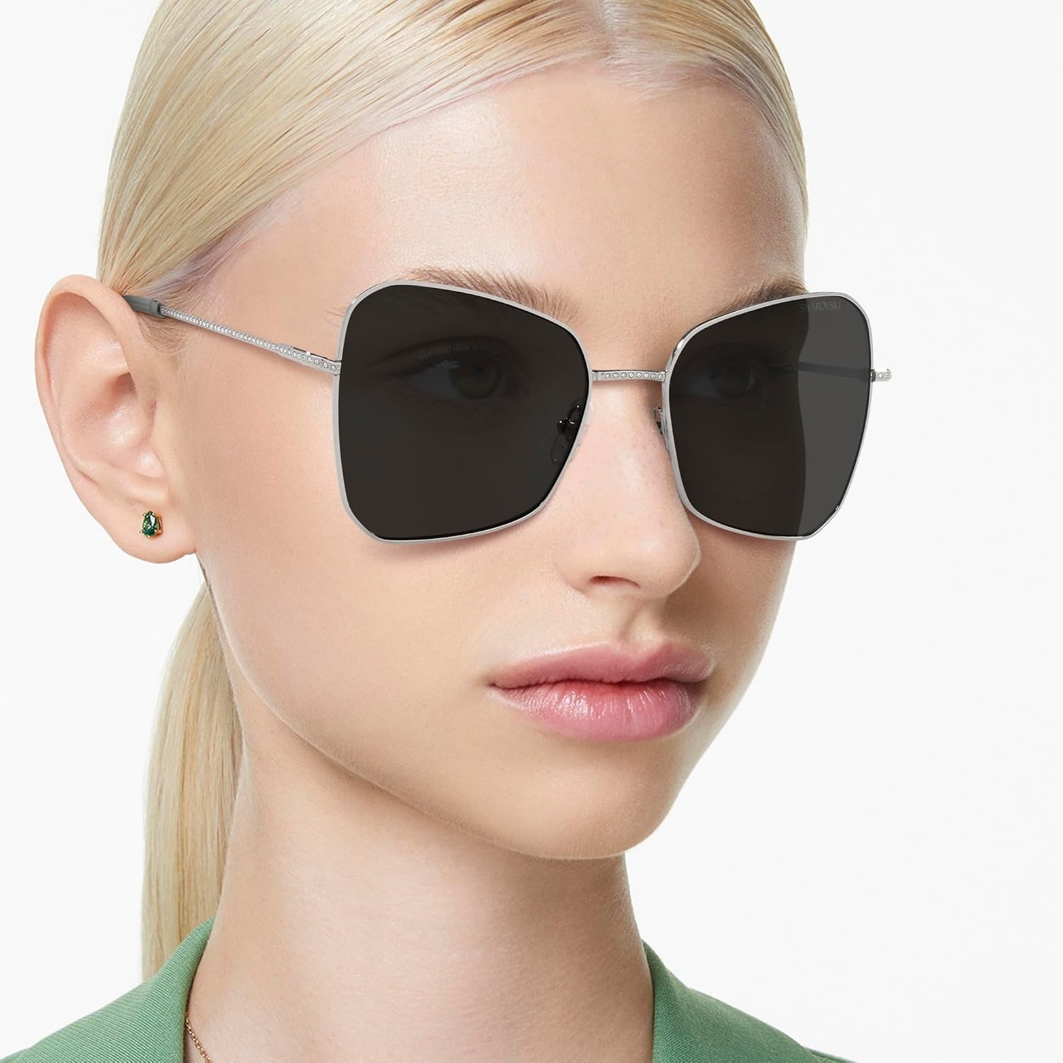 image:imageSwarovski womens Sk7008 Butterfly SunglassesSilverDark Grey