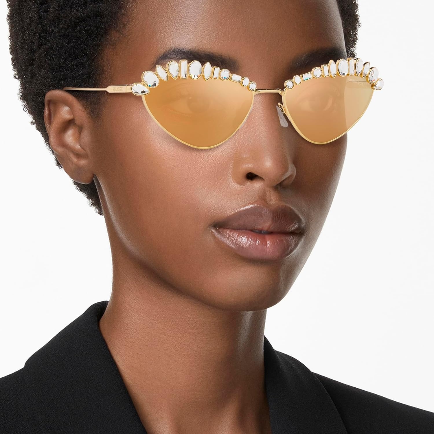 image:imageSwarovski womens Sk7009 Oval SunglassesPale GoldBrown Mirrored Gold