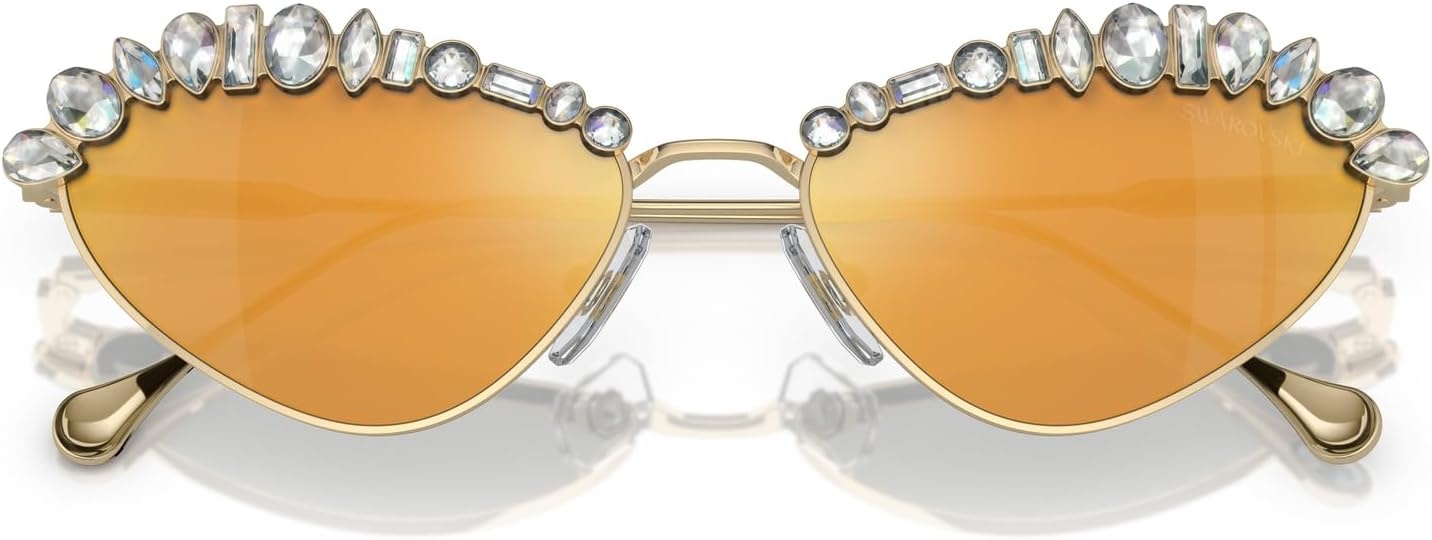 image:imageSwarovski womens Sk7009 Oval SunglassesPale GoldBrown Mirrored Gold
