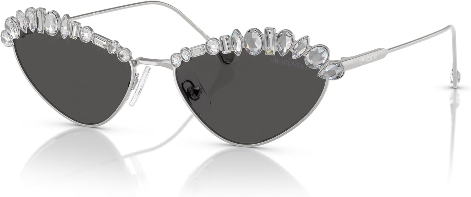 image:imageSwarovski womens Sk7009 Oval SunglassesSilverDark Grey