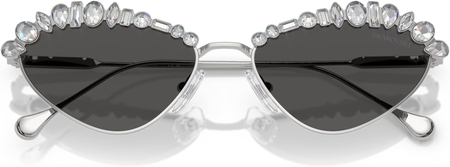 image:imageSwarovski womens Sk7009 Oval SunglassesSilverDark Grey