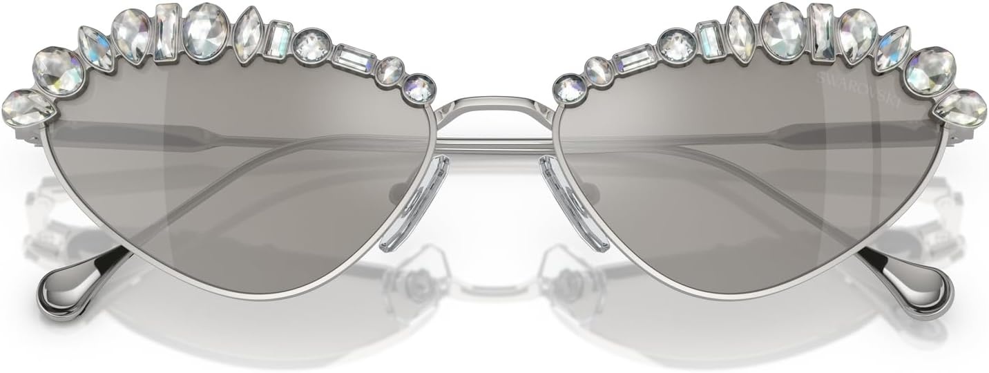 image:imageSwarovski womens Sk7009 Oval SunglassesSilverLight Grey Mirrored Silver