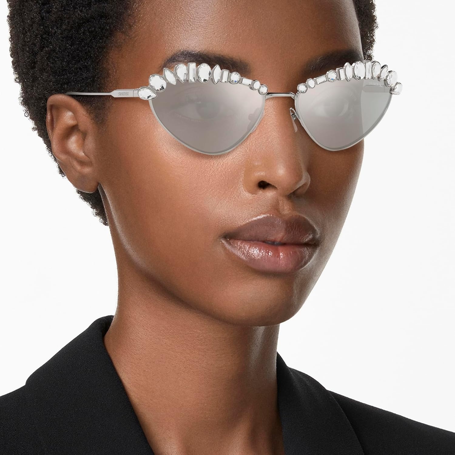 image:imageSwarovski womens Sk7009 Oval SunglassesSilverLight Grey Mirrored Silver