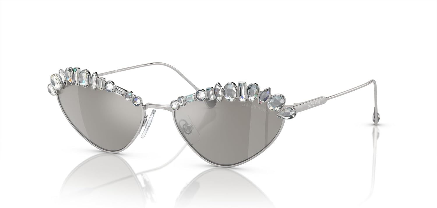 image:imageSwarovski womens Sk7009 Oval SunglassesSilverLight Grey Mirrored Silver