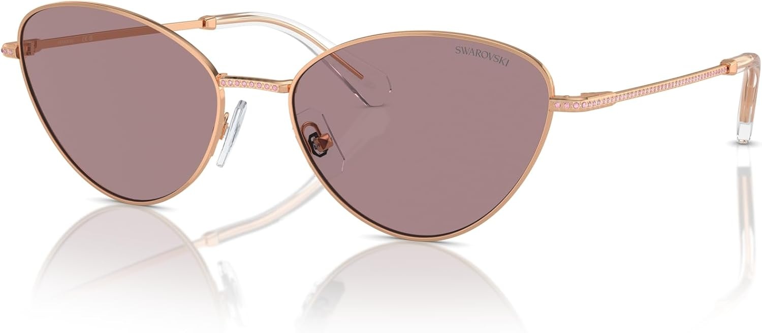 image:imageSwarovski womens Sk7014 Cat Eye SunglassesRose GoldLight Purple Brown