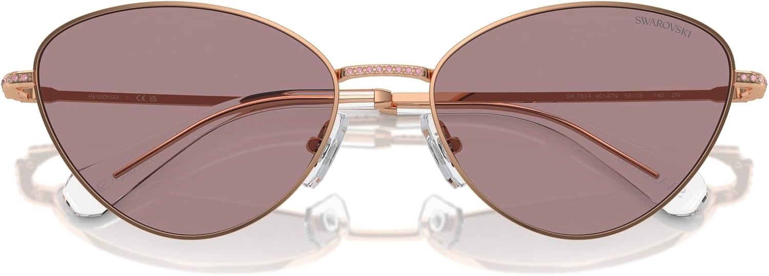 image:imageSwarovski womens Sk7014 Cat Eye SunglassesRose GoldLight Purple Brown