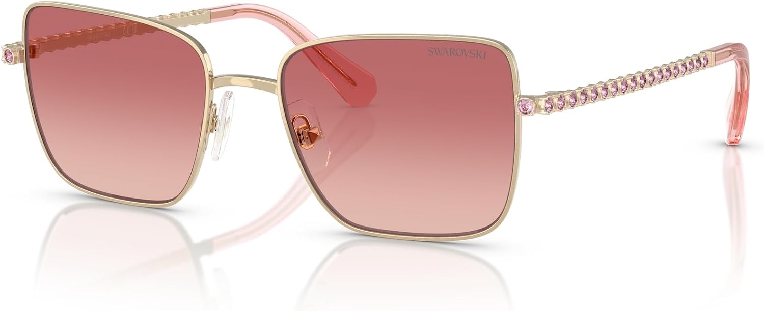 image:imageSwarovski womens Sk7015 Square SunglassesPale GoldPink Gradient Red