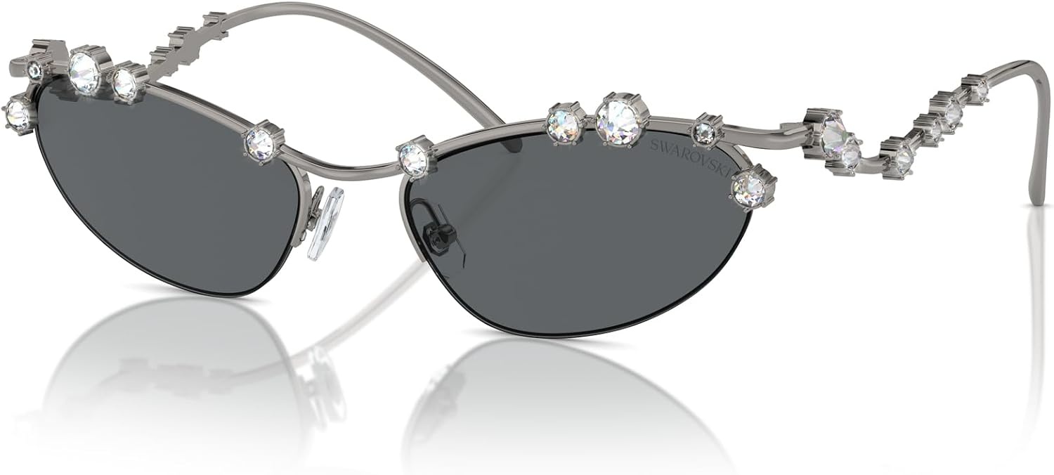 image:imageSwarovski womens Sk7016 Cat Eye SunglassesBlackDark Grey Polarized
