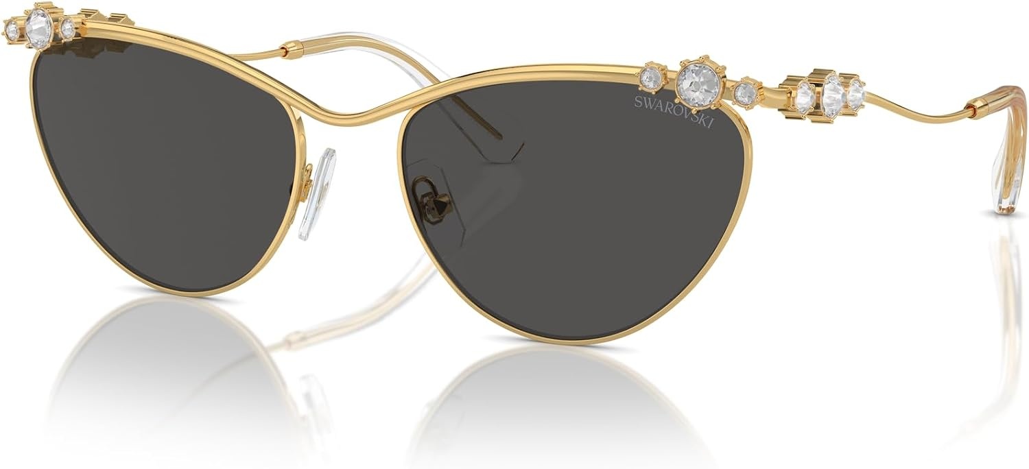 image:imageSwarovski womens Sk7017 Cat Eye SunglassesGoldDark Grey