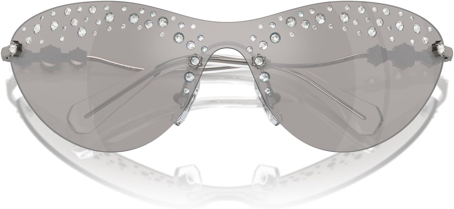 image:imageSwarovski womens Sk7023 Rectangular SunglassesGunmetalLight Grey Mirrored Silver