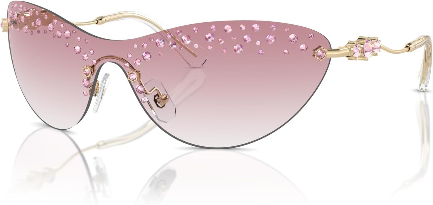 image:imageSwarovski womens Sk7023 Rectangular SunglassesPale GoldClear Gradient Pink