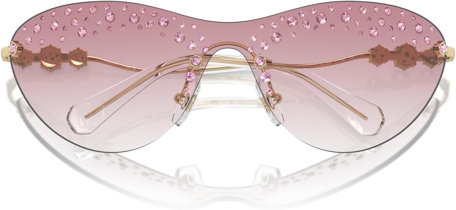 image:imageSwarovski womens Sk7023 Rectangular SunglassesPale GoldClear Gradient Pink