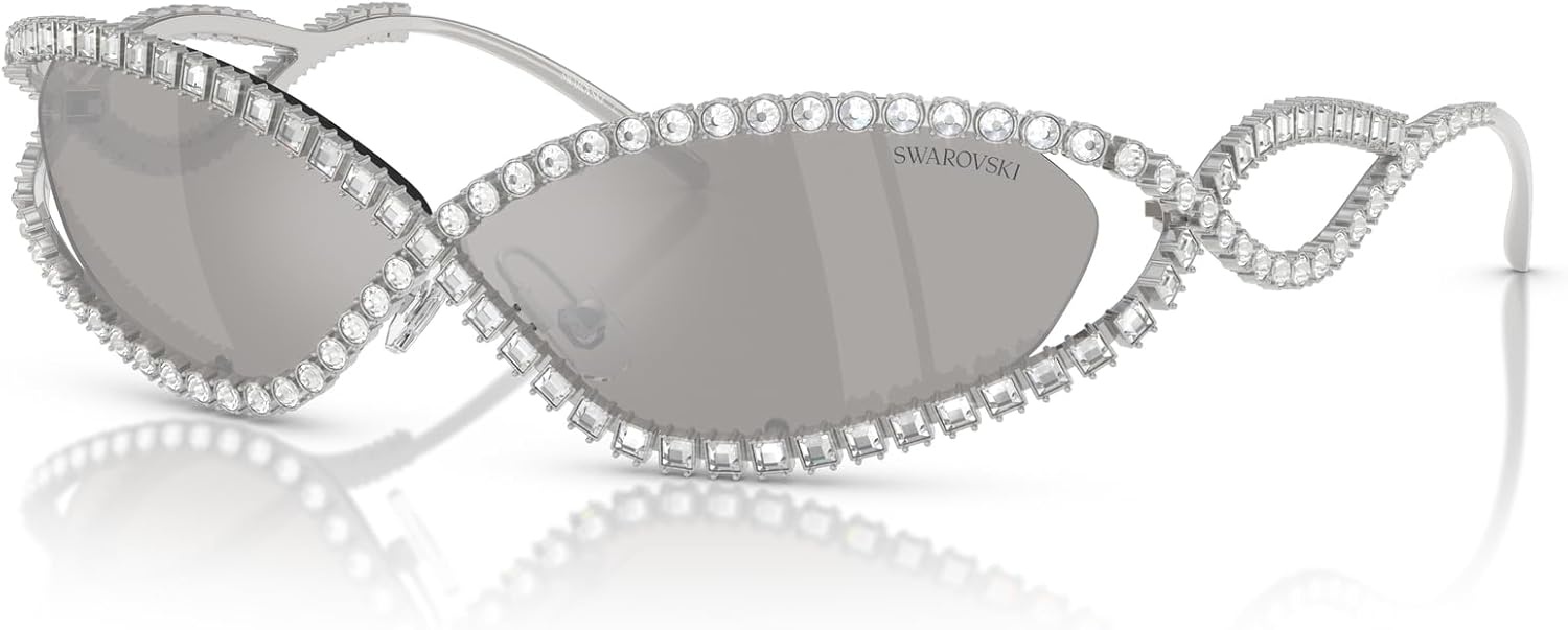 image:imageSwarovski womens Sk7024 Oval SunglassesSilverLight Grey Mirrored Silver