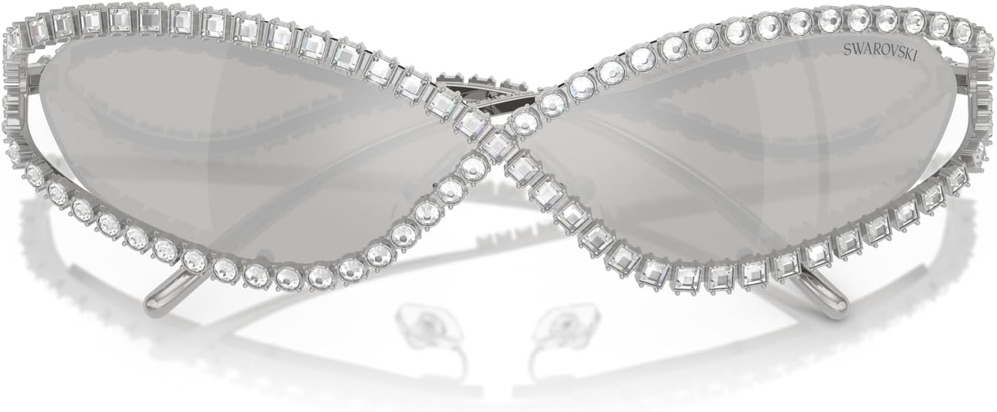 image:imageSwarovski womens Sk7024 Oval SunglassesSilverLight Grey Mirrored Silver