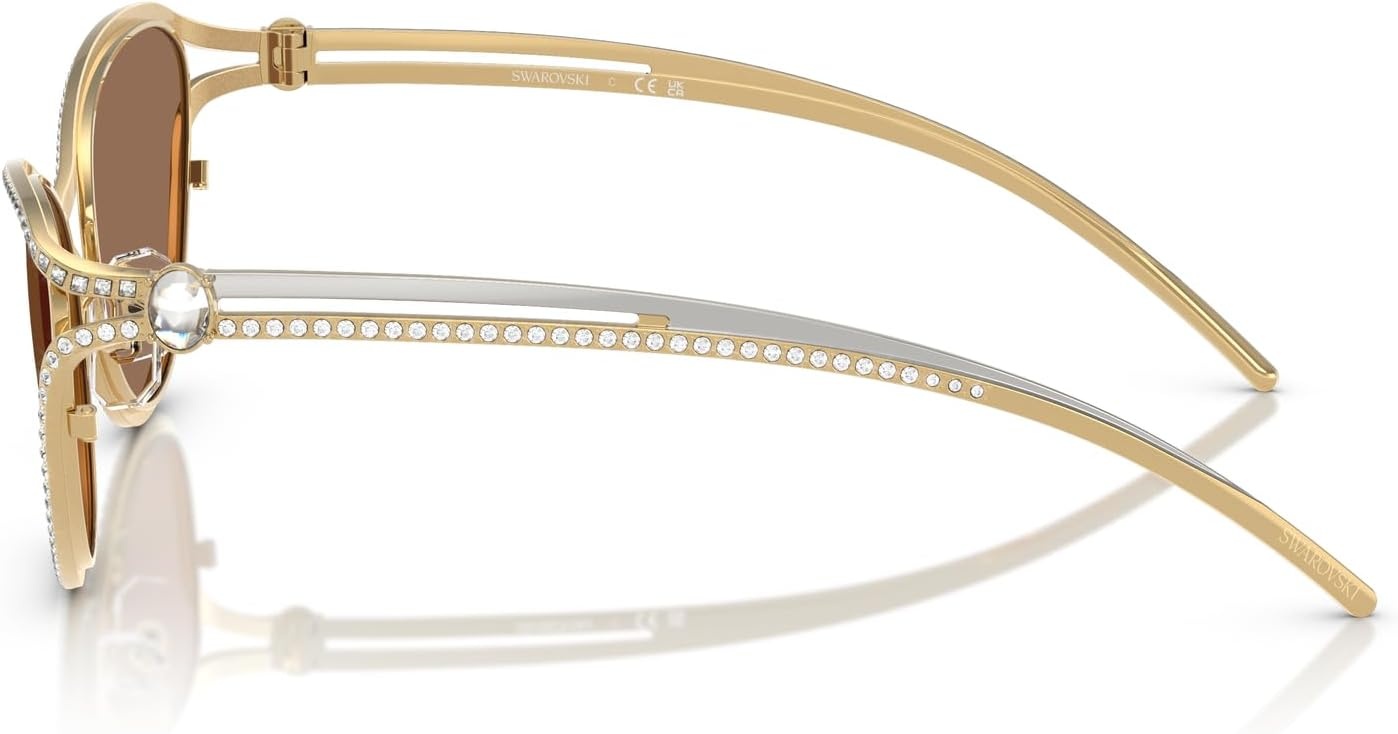 image:imageSwarovski womens Sk7025 Cat Eye SunglassesGoldDark Brown