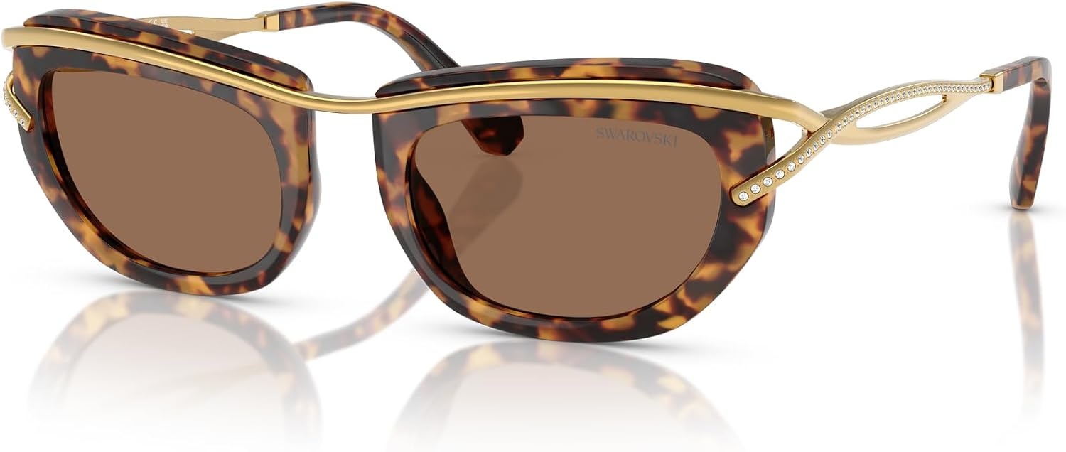 image:imageSwarovski womens Sk7026 Square SunglassesLight HavanaDark Brown