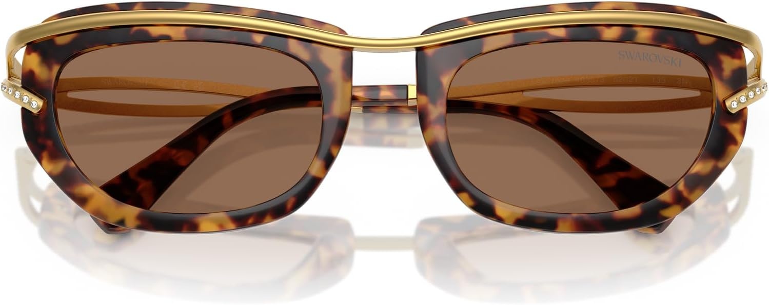 image:imageSwarovski womens Sk7026 Square SunglassesLight HavanaDark Brown