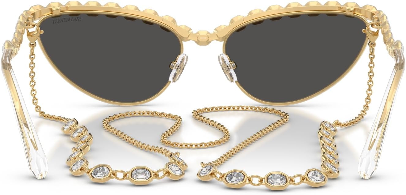 image:imageSwarovski womens Sk7030 Cat Eye SunglassesGoldDark Grey