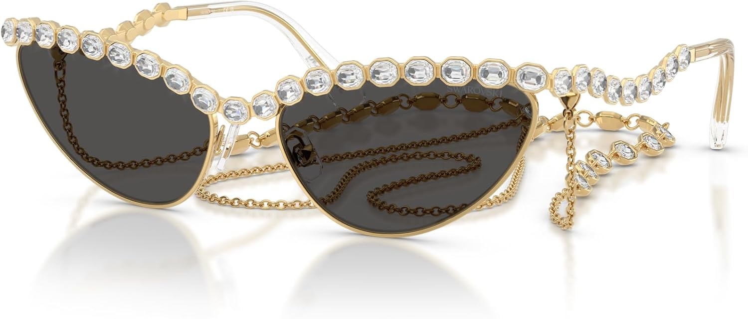 image:imageSwarovski womens Sk7030 Cat Eye SunglassesGoldDark Grey