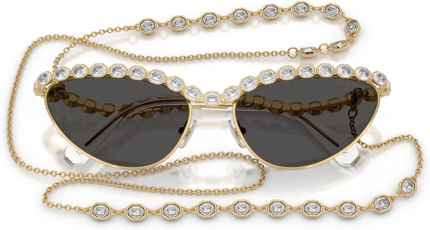 image:imageSwarovski womens Sk7030 Cat Eye SunglassesGoldDark Grey