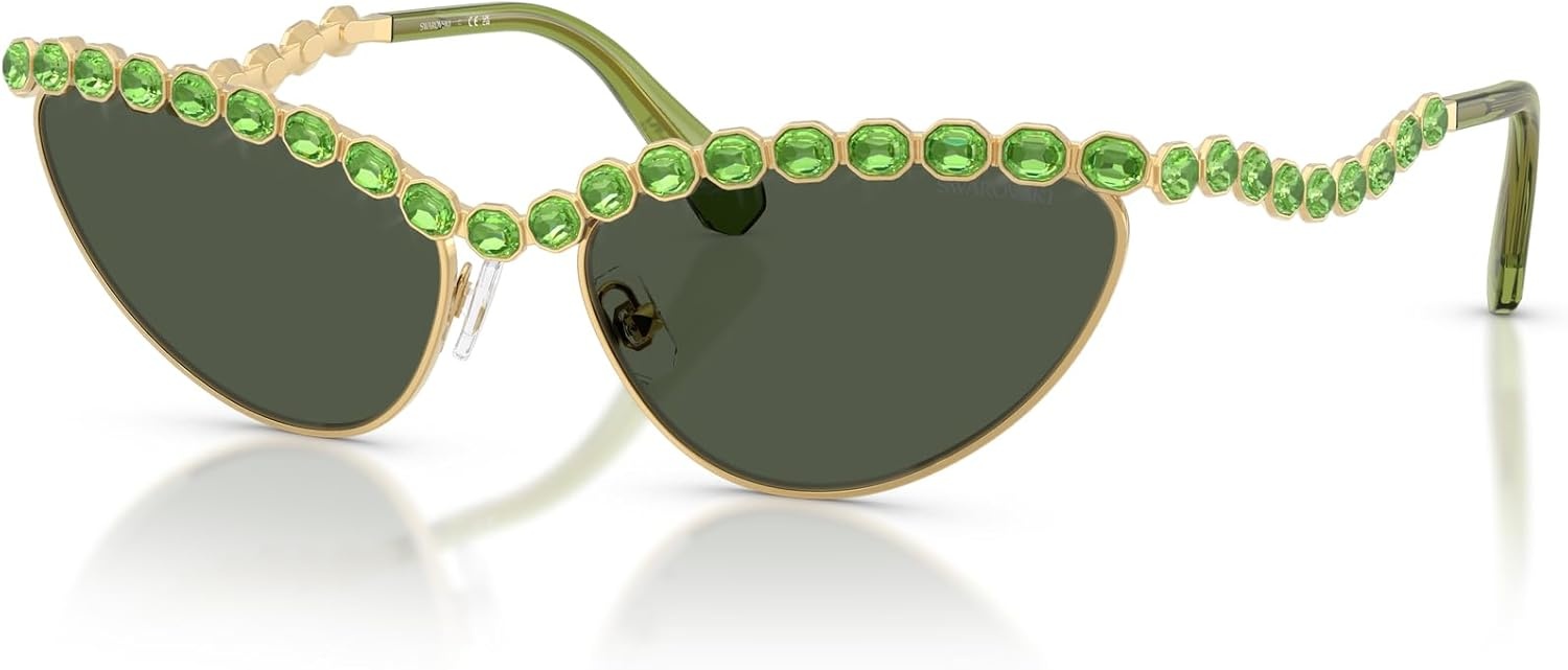 image:imageSwarovski womens Sk7030 Cat Eye SunglassesGoldLight Green