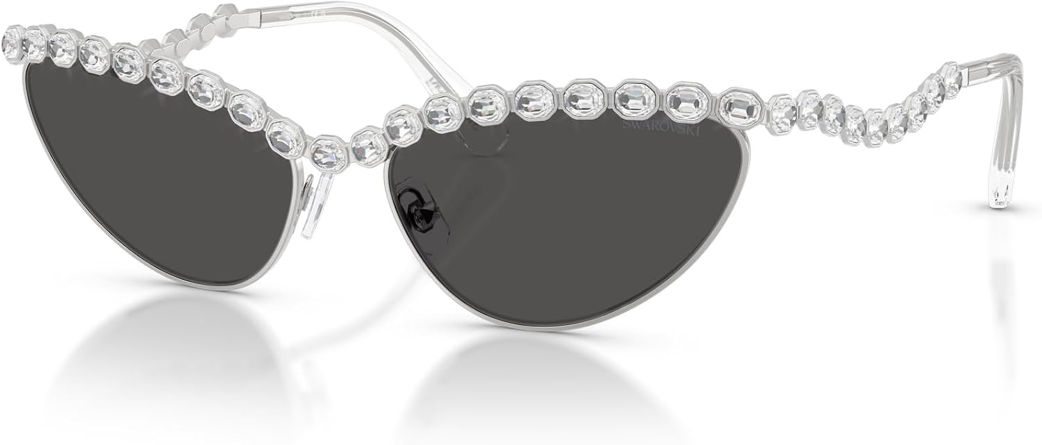 image:imageSwarovski womens Sk7030 Cat Eye SunglassesSilverDark Grey
