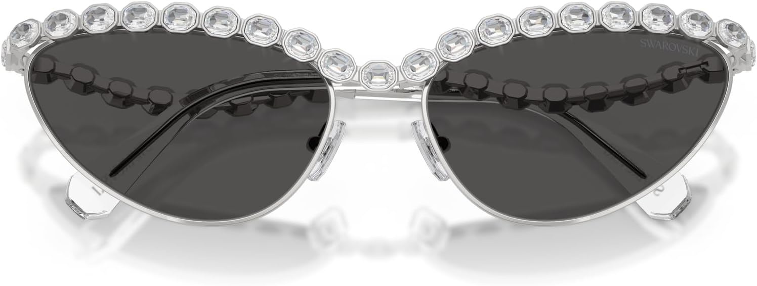 image:imageSwarovski womens Sk7030 Cat Eye SunglassesSilverDark Grey