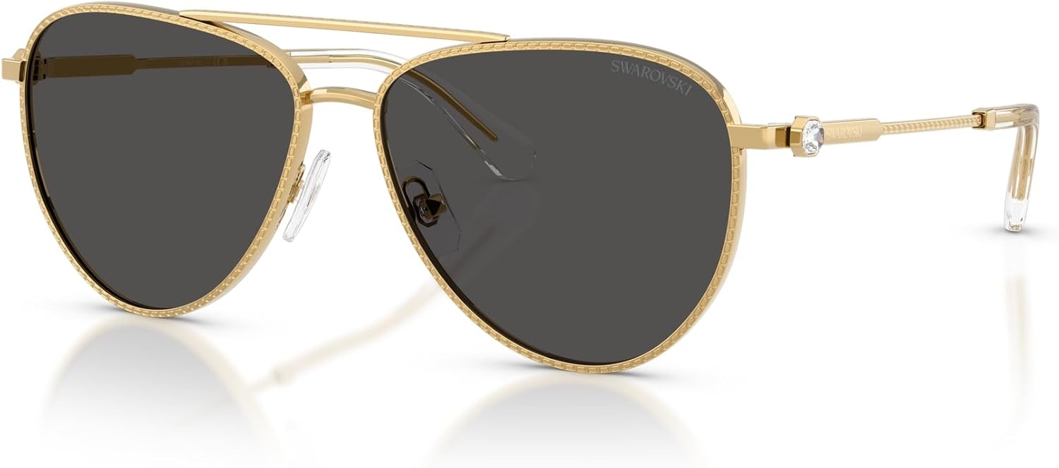 image:imageSwarovski womens Sk7031 Aviator SunglassesGoldDark Grey