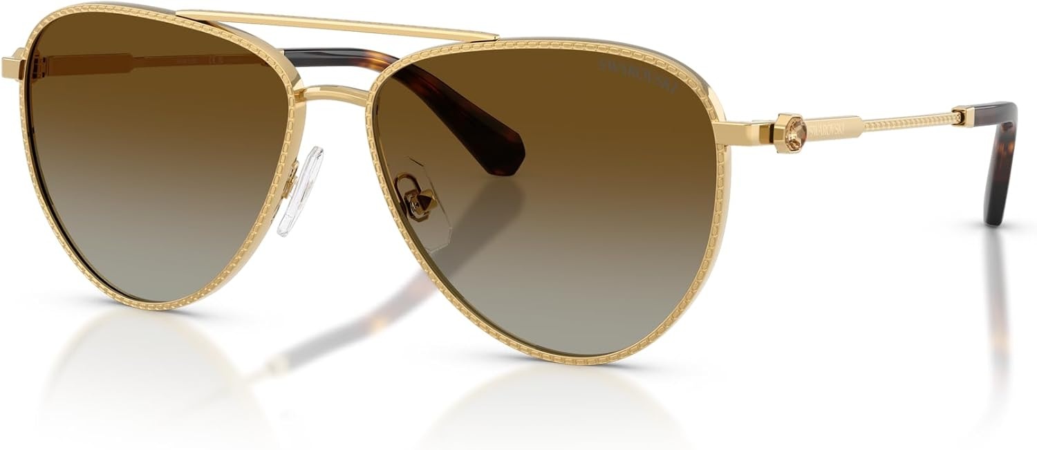 image:imageSwarovski womens Sk7031 Aviator SunglassesGoldGradient Brown Polarized