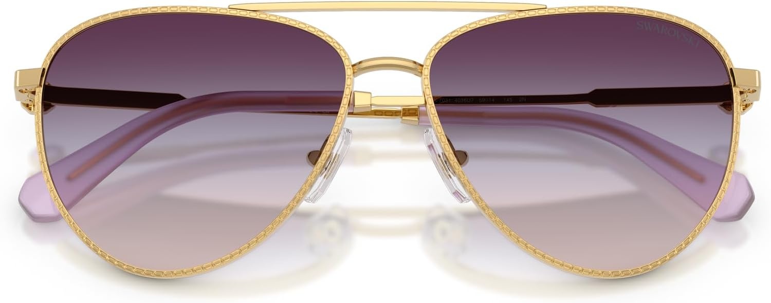 image:imageSwarovski womens Sk7031 Aviator SunglassesGoldTri Gradient Light BrownBlueViolet