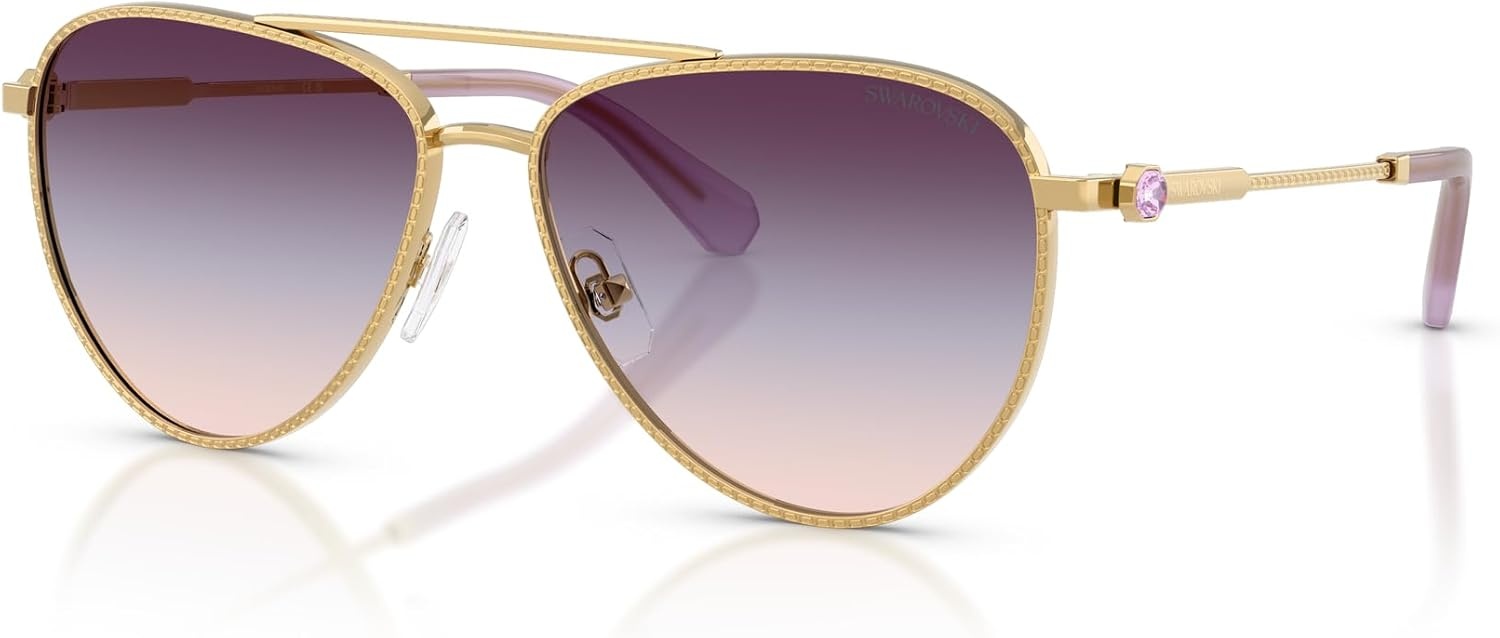 image:imageSwarovski womens Sk7031 Aviator SunglassesGoldTri Gradient Light BrownBlueViolet