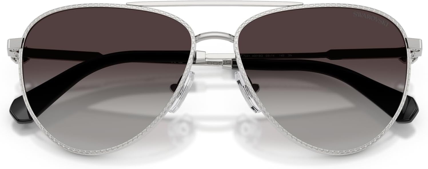 image:imageSwarovski womens Sk7031 Aviator SunglassesSilverGradient Grey