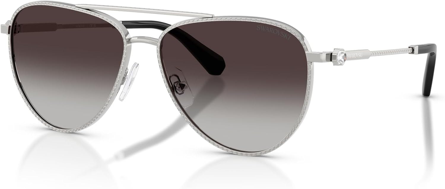image:imageSwarovski womens Sk7031 Aviator SunglassesSilverGradient Grey