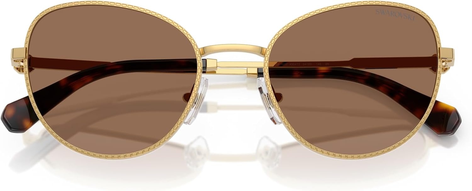 image:imageSwarovski womens Sk7032 Round SunglassesGoldDark Brown